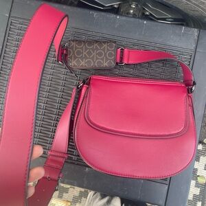 Calvin Klein Fuchsia and Brown Crossbody Bag